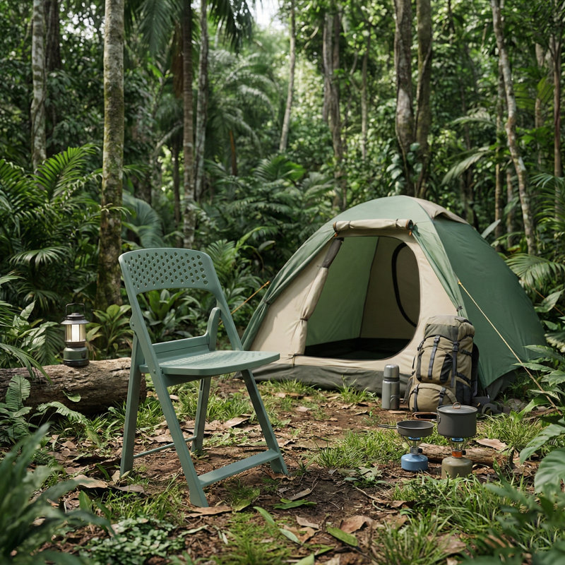 Flap Folding Chair, Green