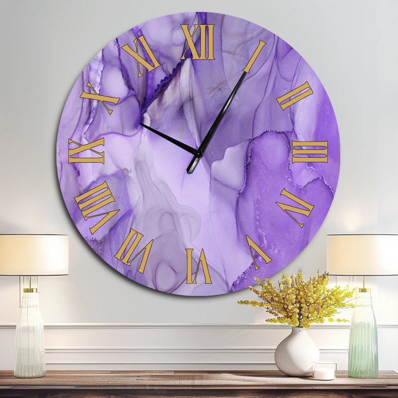 Horloge murale Tender, Surdimensionné, Mauve / doré