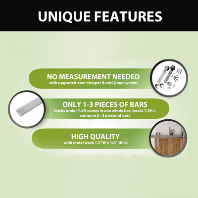 Brushed Nickel Triple Track Bypass Sliding Barn Door Hardware Kit (for Door Thickness 1-3/8in ~ 1-3/4in), Three 12ft Long Flat Tracks, for Three Interior Doors (Doors not Included）