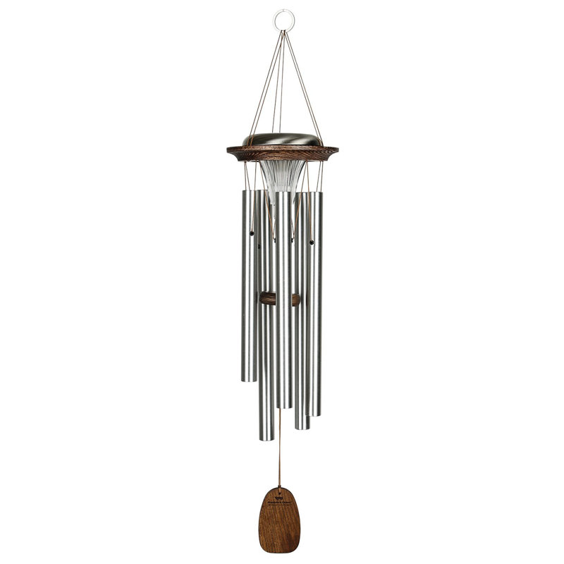 Silver Solar-Powered Metal Wind Chime for Garden Decor