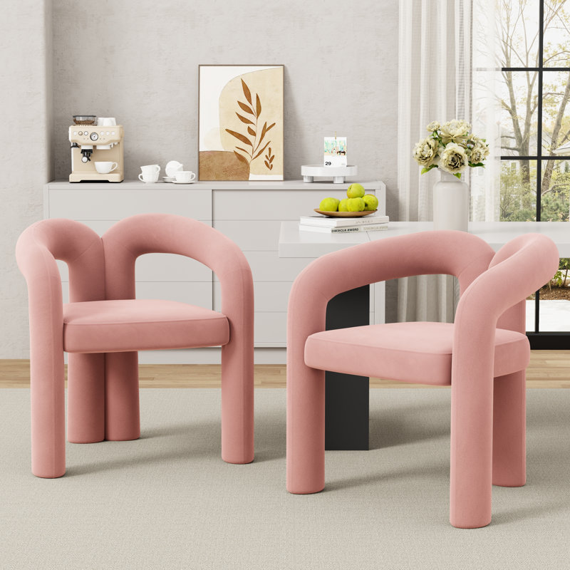 Chaises de salle à manger rembourrées Modern, 2, Pink