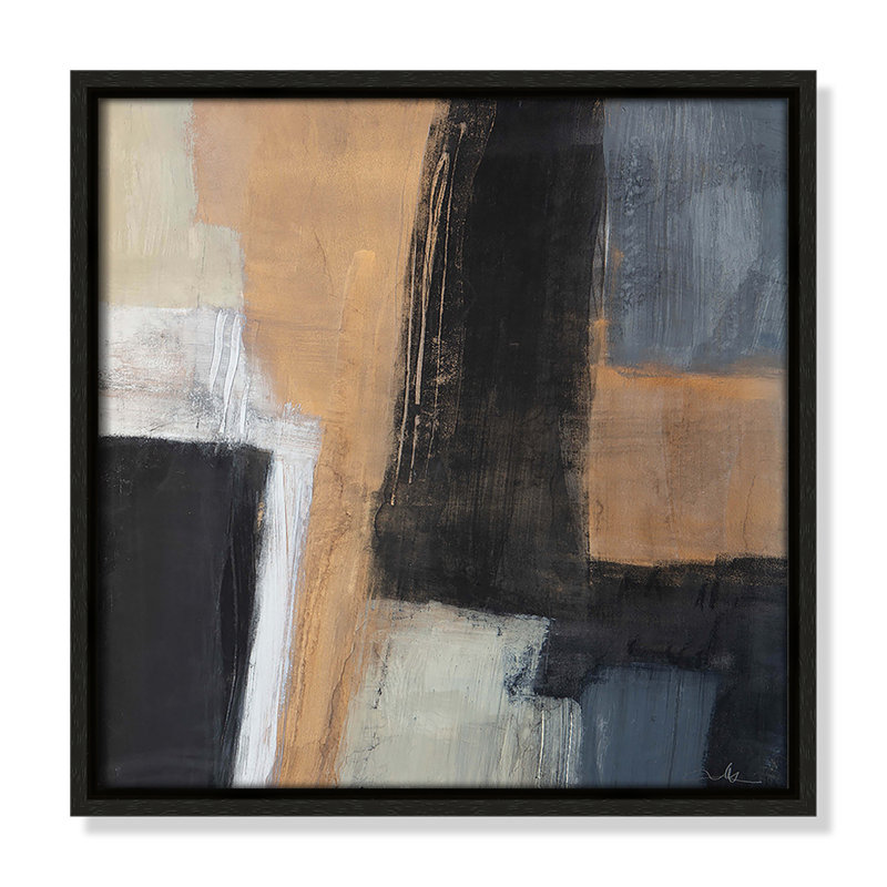 «Metallic Slate I» par Casa Fine Arts, H 13,5 po x l 13,5 po x P 2 po, Cadre flottant espresso