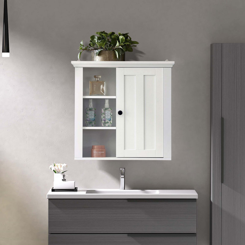 Samir 20.9'' W Modern White Bathroom Cabinet with Door