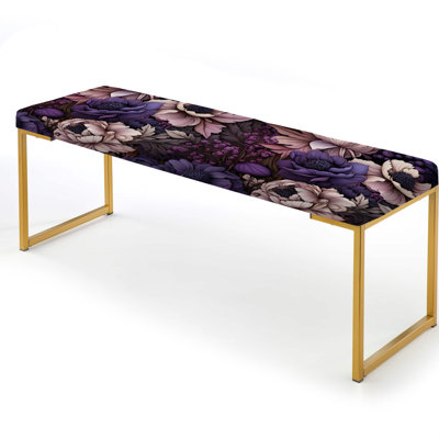 Gothic Botanicals Moody Patterns I - Floral Upholstered Gold Bench