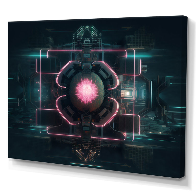 Abstrait futuriste lotus sur toile, H 16 po x l 32 po x P 1 po, Toile tendue