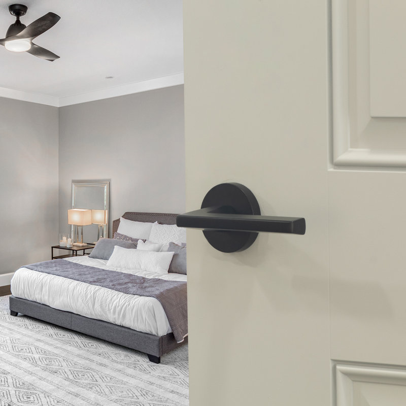 Flat Door Lever with Round Rosette, Passage