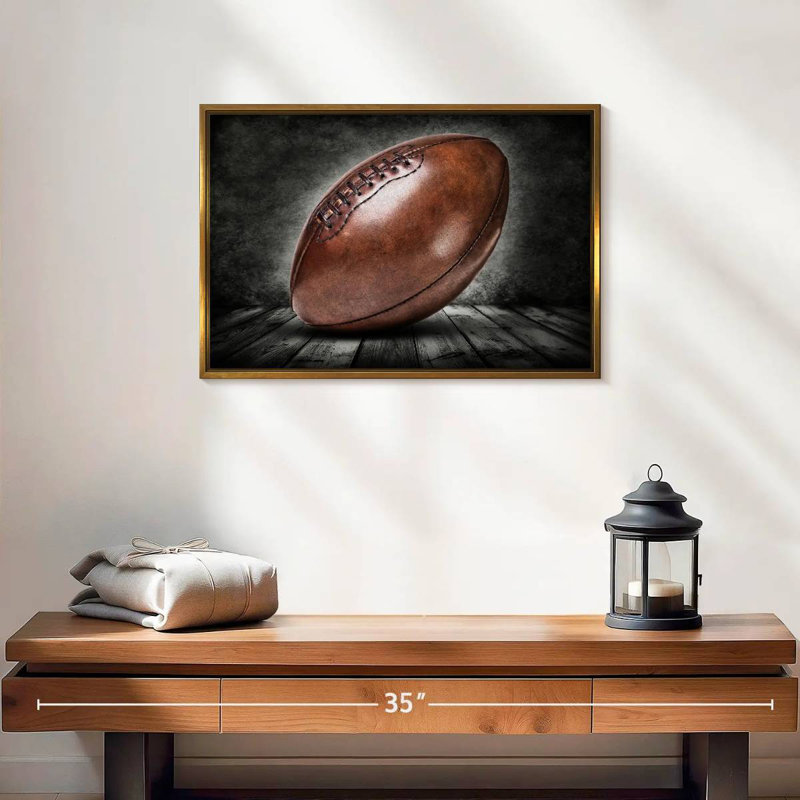 Football rétro grunge, Cadre flottant doré, 19 po x 13 po