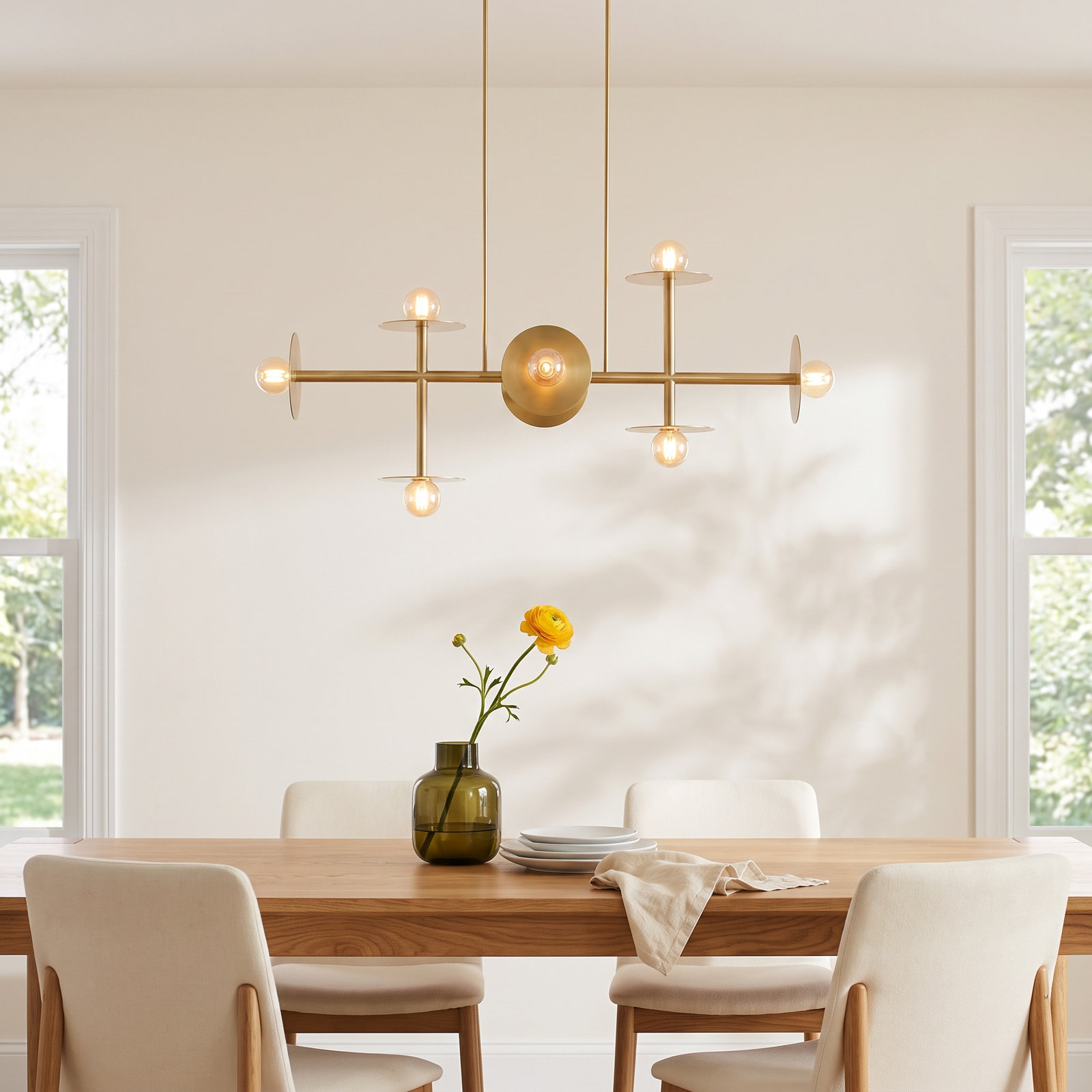 8 - Light Dimmable Sputnik Chandelier, Burnished Brass