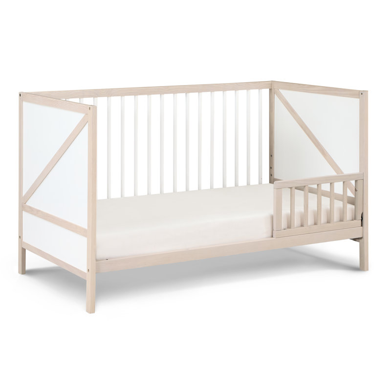 Lit de bébé Pixie Zen 3 en 1 naturel délavé / blanc, Walnut Brown