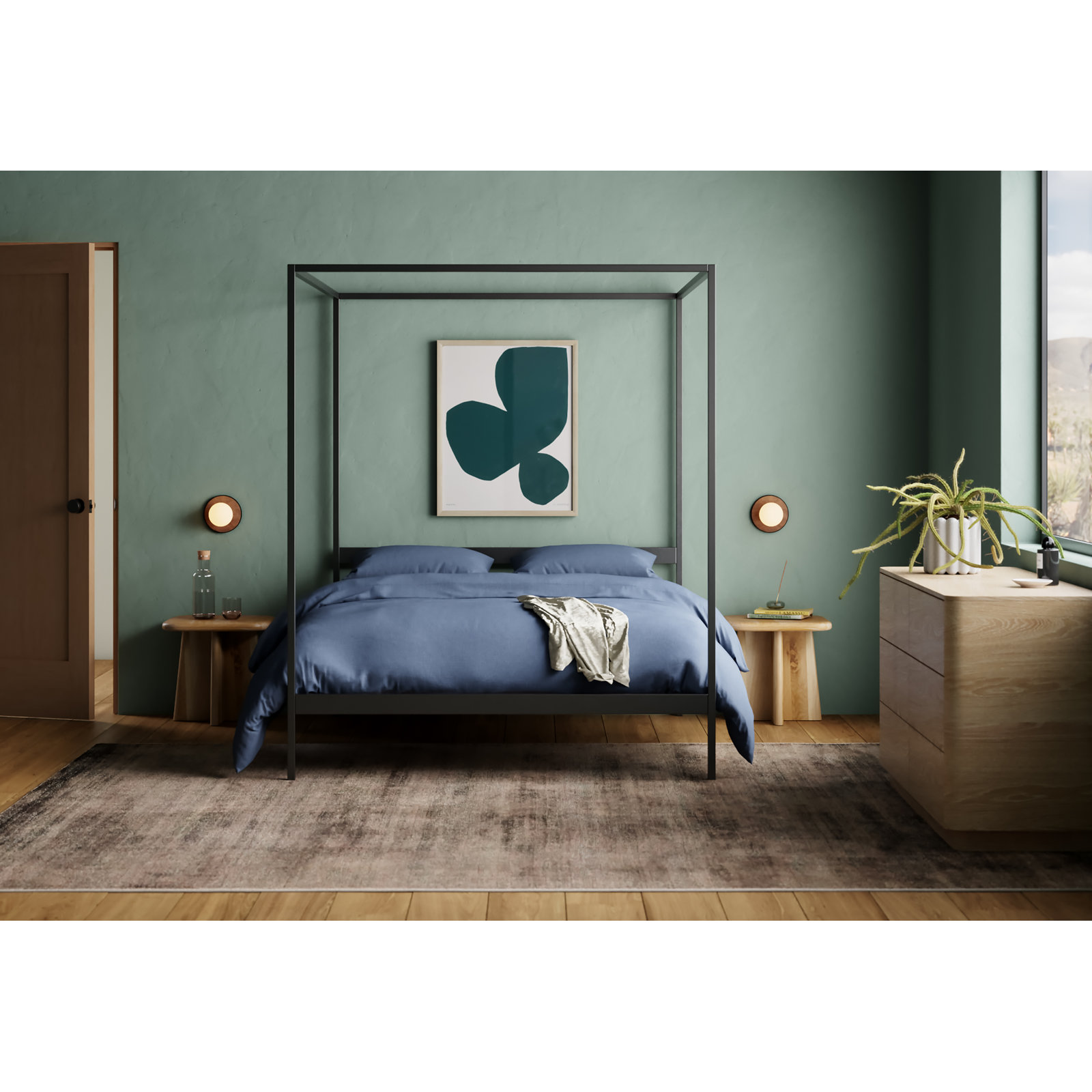 Aston Metal Canopy Bed, Black, Queen, 80"