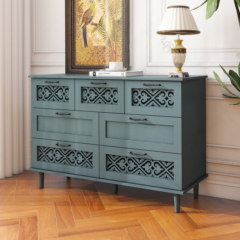 Armoire 7 tiroirs,, Vert foncé