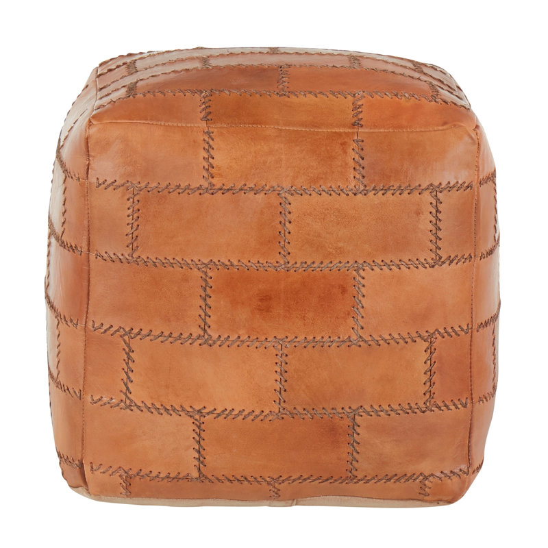 Pouf Cobbler Industrial en cuir brun par Lumisource, Brun