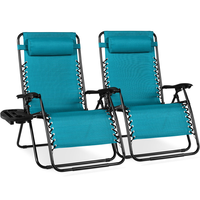 Set Of 2 Zero Gravity Patio Chair, Peacock Blue