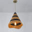 1-Light Farmhouse Woven Cone Hanging Light In Brass Finish