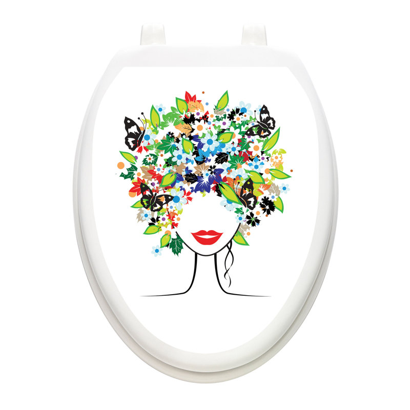 Adhésif décoratif pour siège de toilette Whimsical Lady, Allongé
