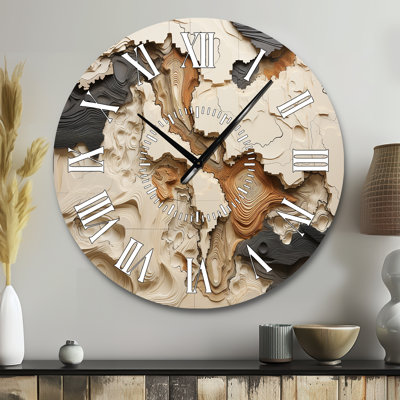 Horloge murale beige et brune