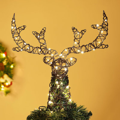 Christmas Tree Topper, Metal Frame Deer Tree Topper