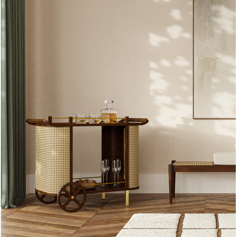 Modern Brazilian Dinda Bar Cart, Neutral Brown