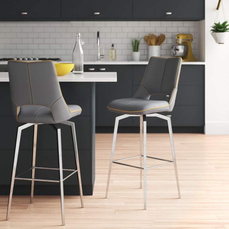 Virginia Swivel Upholstered Counter Stool, Graphite Grey