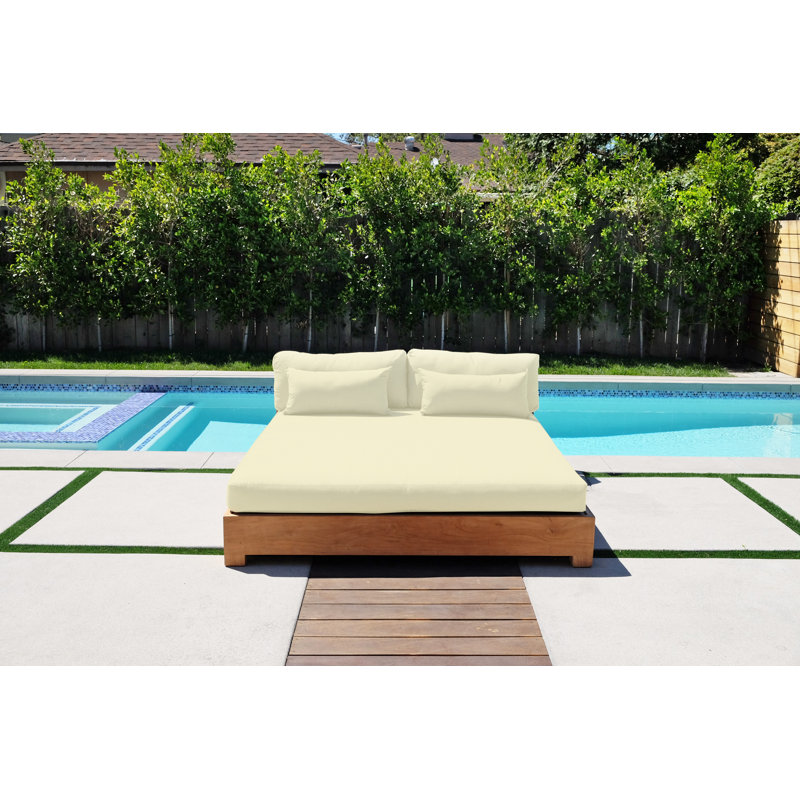Dalewood 63.5'' Wide Teak Patio Daybed with Sunbrella® Cushions, Natural Sunbrella®