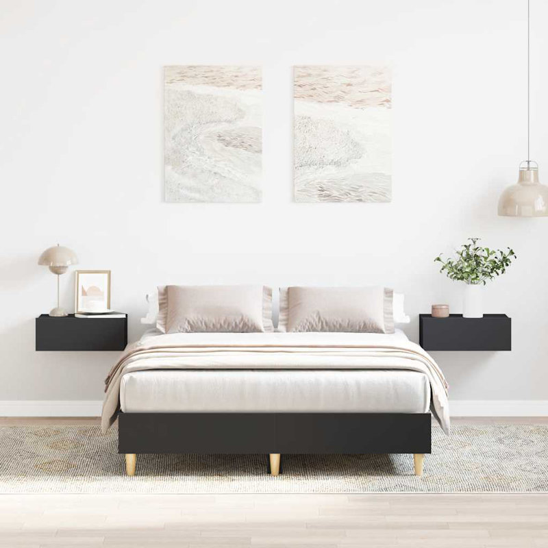Bed Frame No Mattress Engineered Wood, Black, Small Double (4')