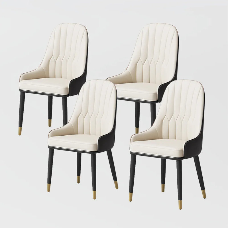 Chaises de salle à manger, fauteuils à dossier haut Modern, Noir / beige, Ensemble de 4