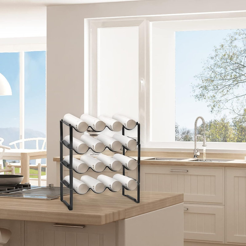 Dhital Tabletop Wine Bottle & Glass Rack Black