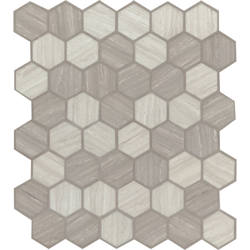 Montessa Ashwood Hexagon 12 in. x 13 in. Glossy Glass Mosaic Floor and Wall Tile