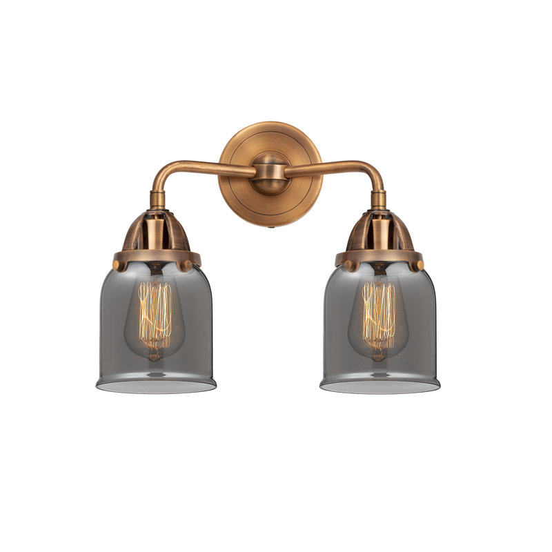 Éclairage pour meuble-lavabo à 2 lumières 5 "et 13" Shauna, Cuivre antique, DEL, Plaqué couleur fumée