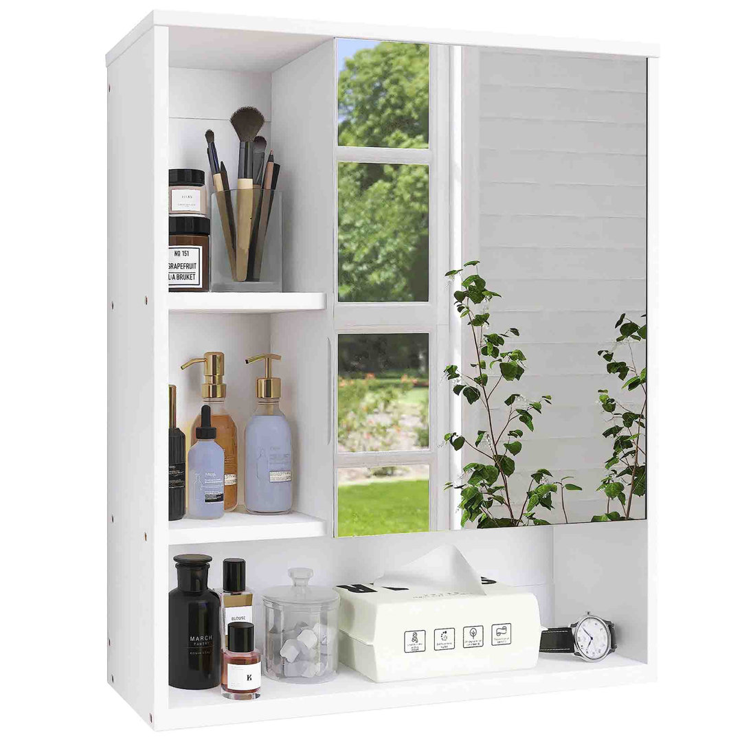 555mm W 613mm H Wall Mounted Required Framed Medicine Cabinet With Mirror And Adjustable Shelf