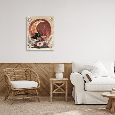 Crescent Moon & Florals Canvas, design by Sara Culpepper