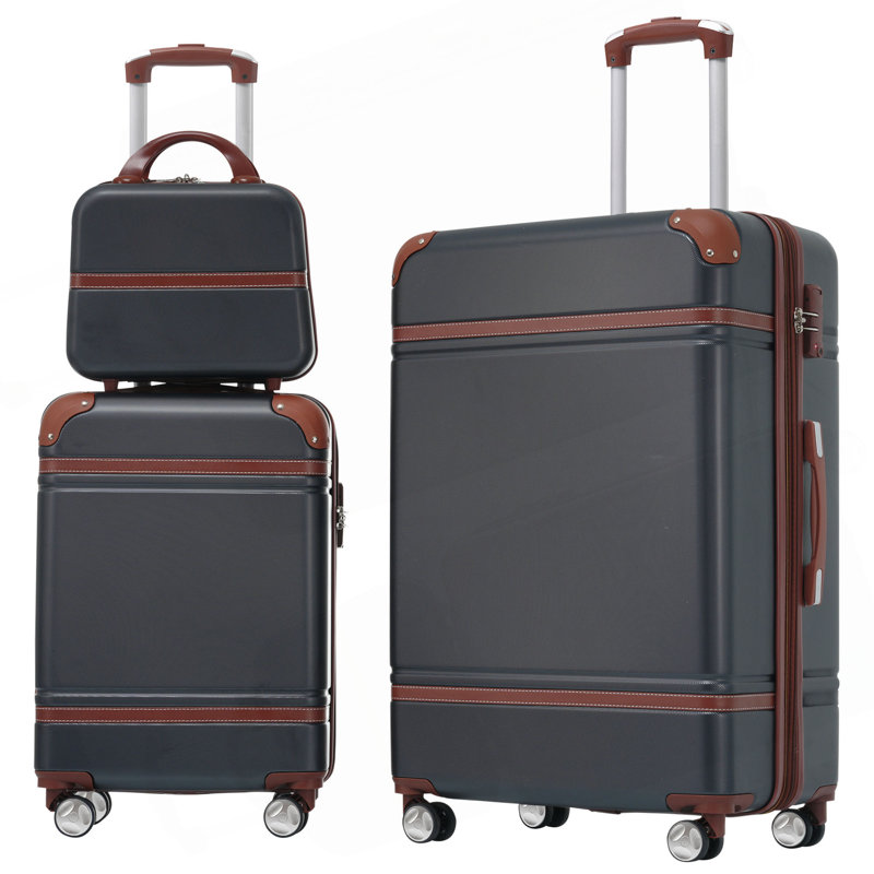 Ensemble de 3 valises à roulettes Hardshell avec valise TSA, Noir