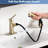 Contemporary Bathroom Faucet - Brushed Gold Pull Down , Pop-Up Drain Stopper & Deck Plate Basin In 360 Swivel,-121679361
