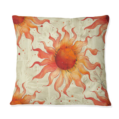 Orange Beige Morning Glow Sun I - Boho Throw Pillow