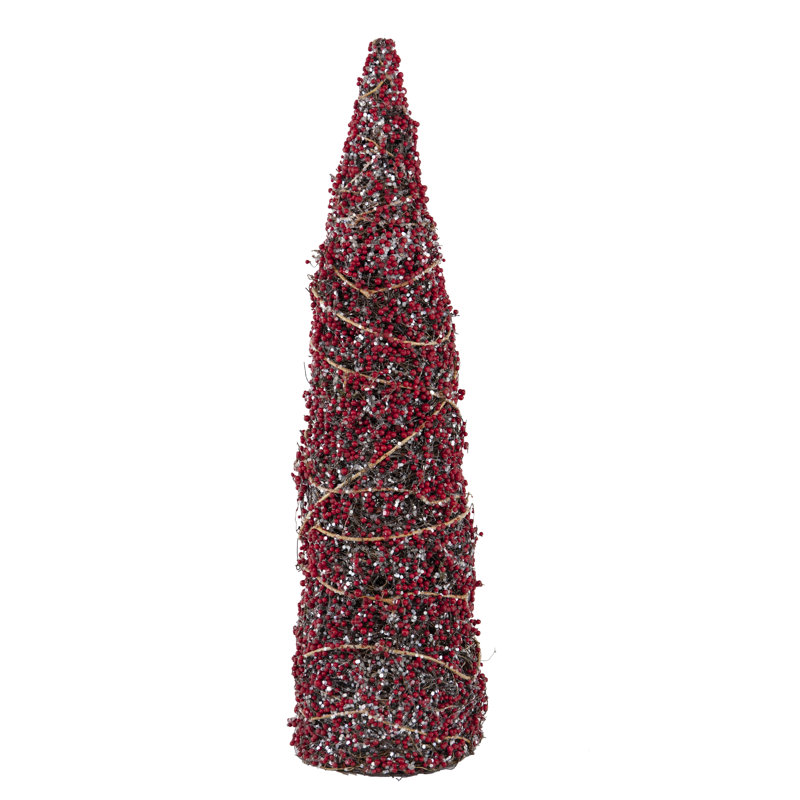 Cône de vigne givré - H 24 po - rouge