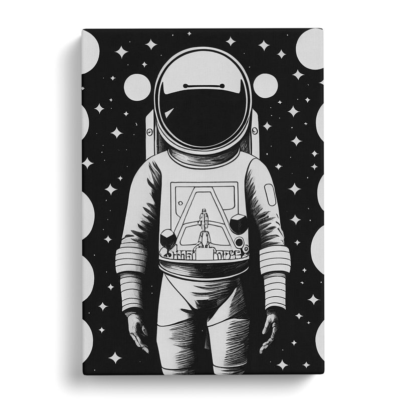 Monochrome Astronaut No.3 - Wrapped Canvas, 60cm H x 40cm W x 3cm D
