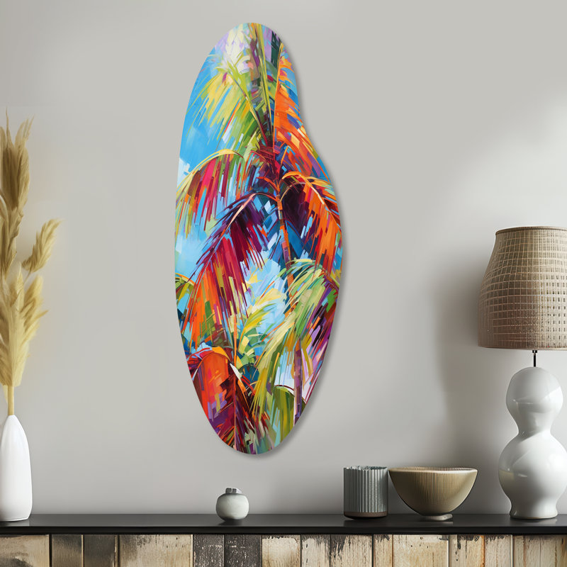 Conar - palmiers et palmiers, art mural asymétrique en métal, H 38 po x l 15 po