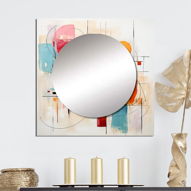 Ramzey - Miroir carré à collage abstrait, 36 po x 36 po