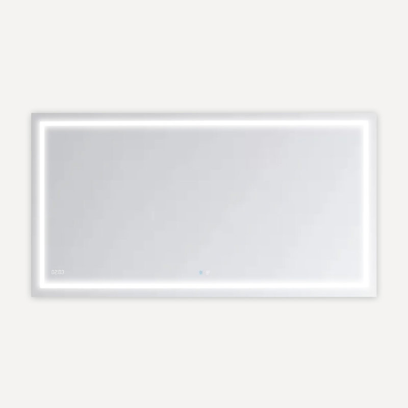 Daytona LED Wall-Mount Mirror for Bathroom with 3 Color Lighting, Touch Control, Dimmer and Defogger, Digital Clock.