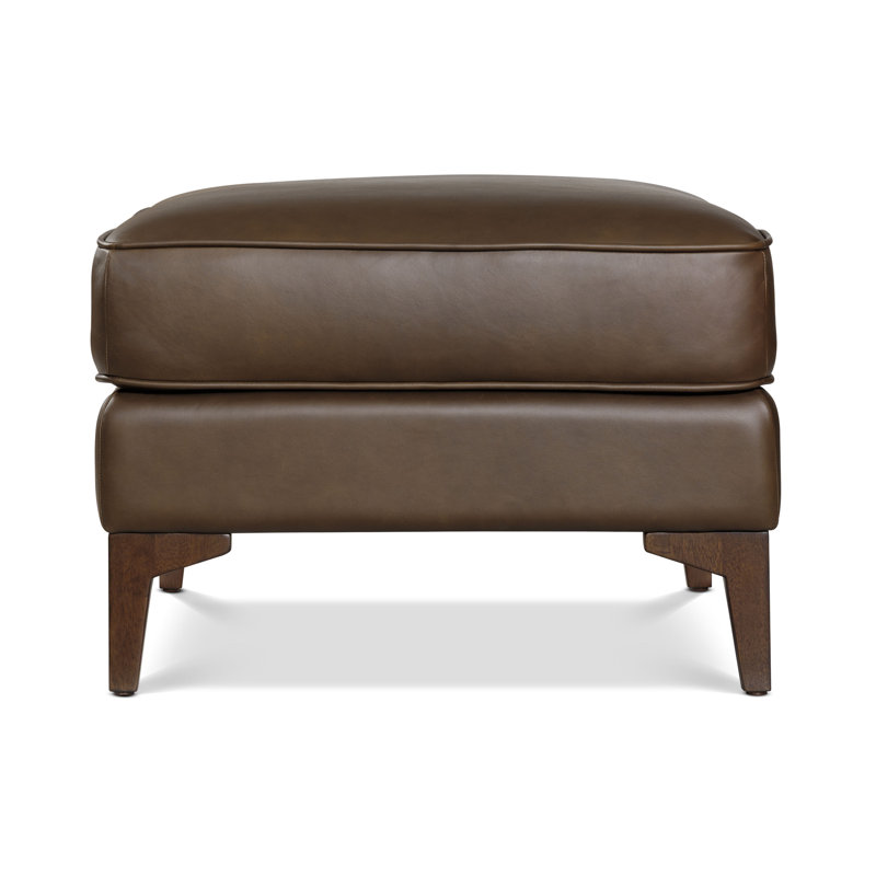 Essex Genuine Italian Leather Rectangular Ottoman, Cocoa Brown
