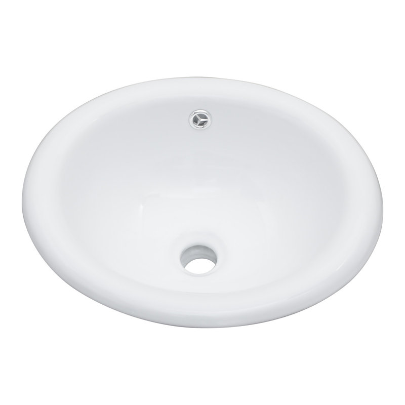 17"X15.5" White Semi-Recessed Ceramic Bathroom Sink - Countertop Vessel Design