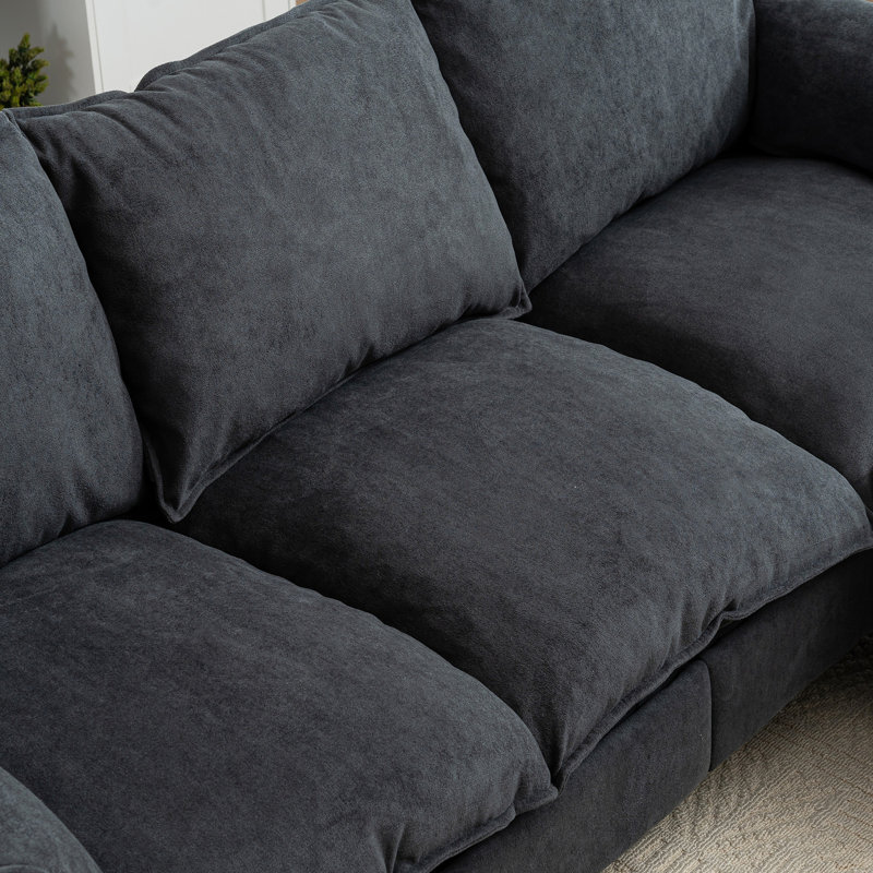 Moderne pour le salon avec rangement et chambre convertible en tissu gris en forme de L
