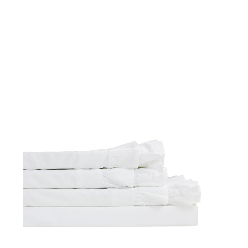 Ensemble de draps en percale à densité de tissage 300 fils Bax Ruffle, Ensemble de draps pour très grand lit californien