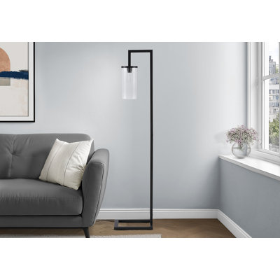 Lighting, 68"h, Floor Lamp, Black Metal, Glass Shade, Contemporary