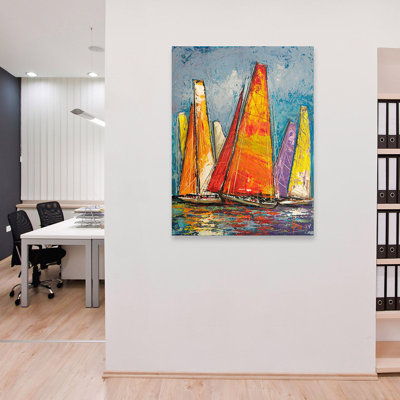 Colour Sails I by Luigi Florio - Wrapped Canvas Painting