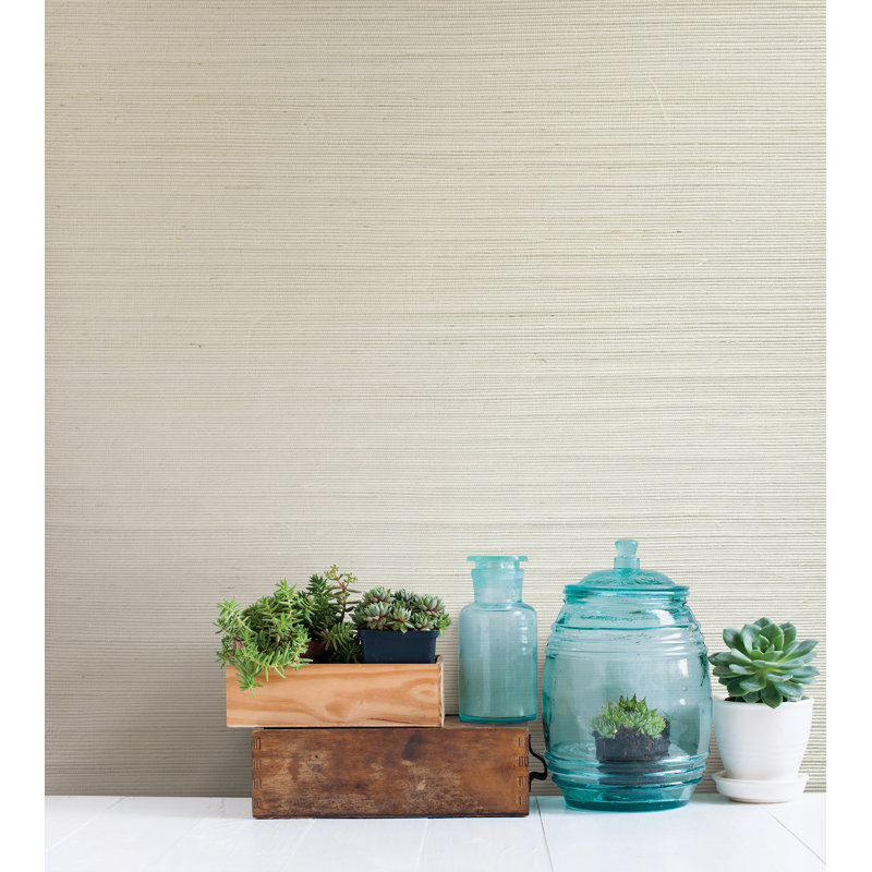 Daleyza Grasscloth 24' x 36" Gingham Wallpaper, White