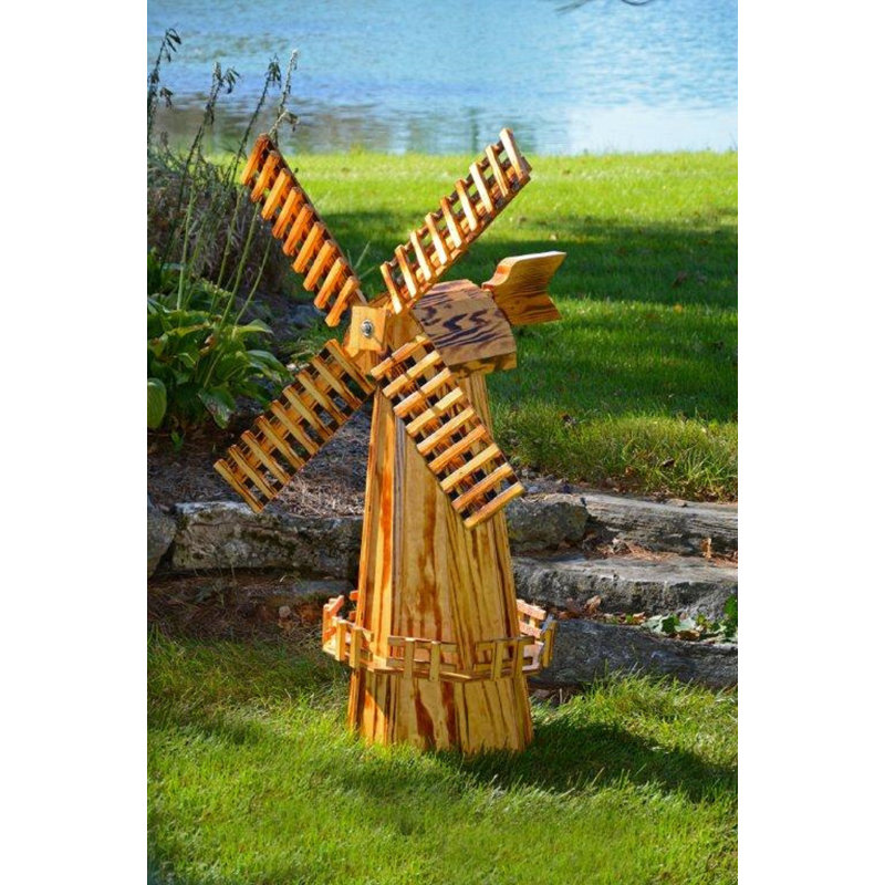 Wood Abstract Windmill, 60" H x 16" W x 16" D
