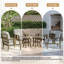 Ensemble de conversation d'extérieur en teck pour quatre personnes avec coussin et deux tables d'appoint-738850615-738850613