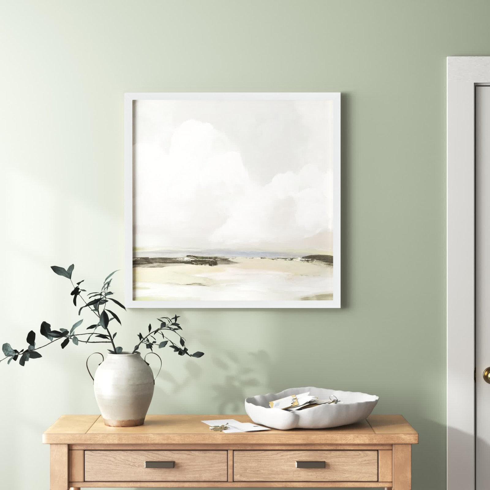 Weatherhill "Soft Clouds" Painting, 33" H x 33" W x 1.12" D, White Framed