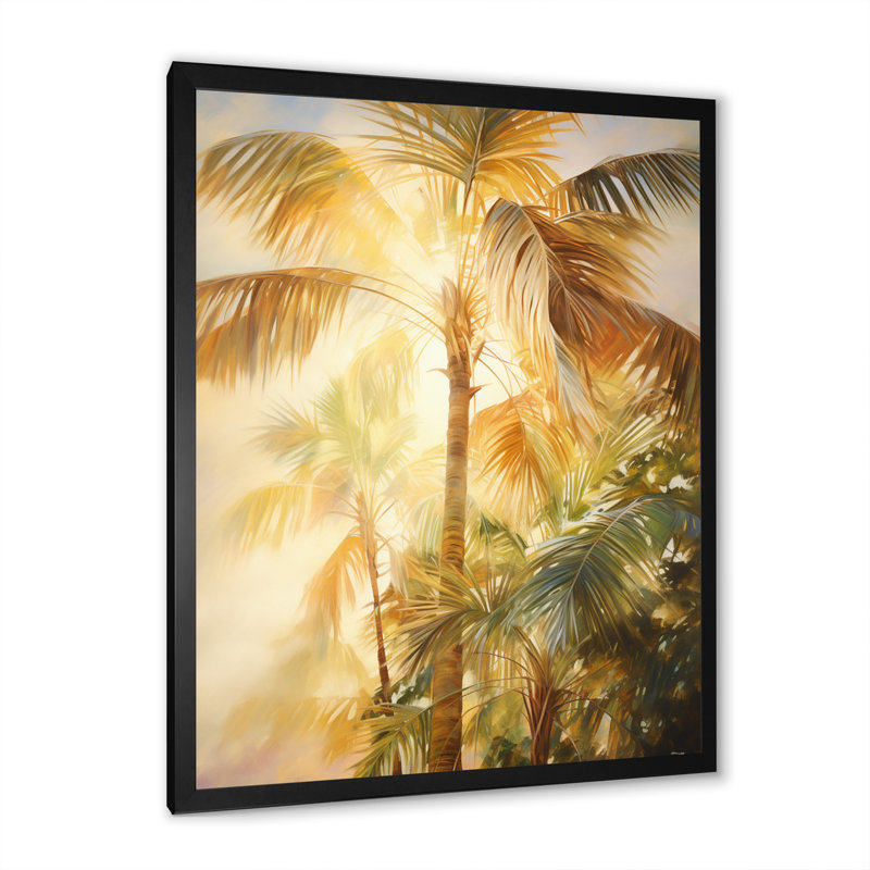 Bayboro Palm Trees Romantic Impression II, reproduction d'art sur toile, H 32 po x l 16 po x P 1 po, Cadre photo noir